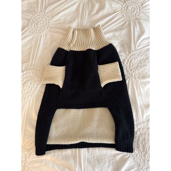 Max Bone Apres Ski Black & Cream Knit Dog Sweater Sz XL Cozy Winter Pet Pullover - Picture 2 of 11